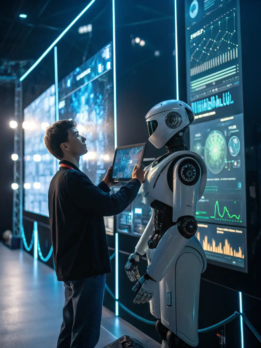 A depiction of the AI-powered tutor within Rlyxa Kids, showing it interacting with a child in a friendly and supportive manner, providing personalized guidance and feedback.